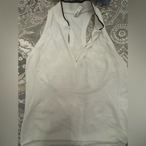 Athleta White Tank Top with Black Trim